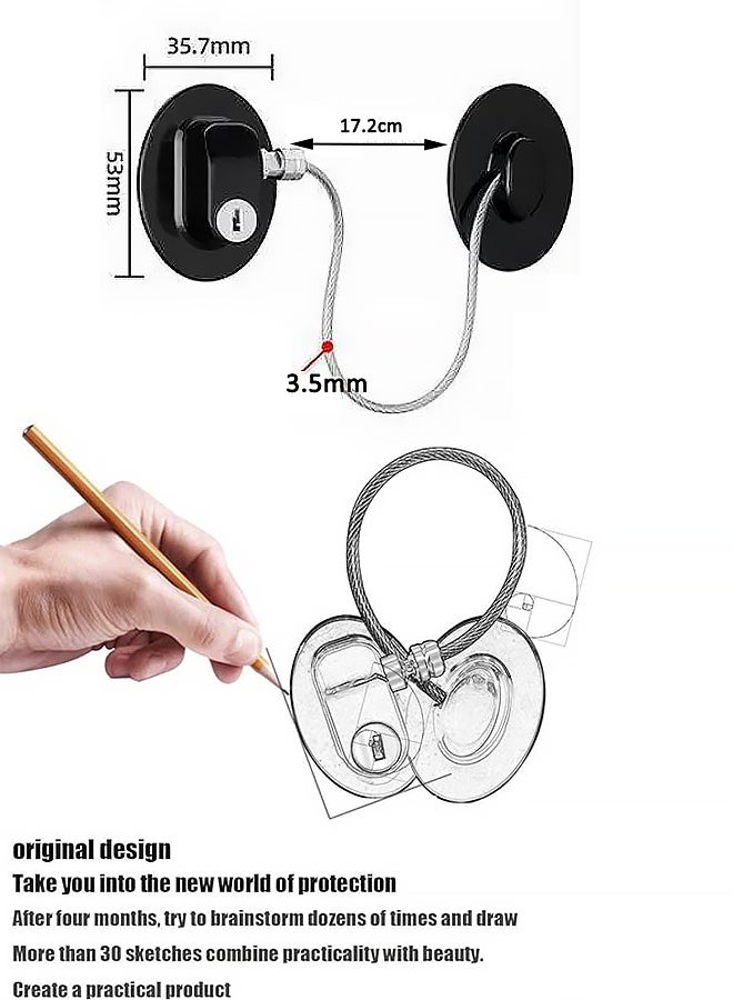 2 Pack Refrigerator Locks with Keys,Child Safety Fridge Lock,Refrigerator Lock Combination,Mini Fridge,File Drawer,Toilet Seat Lock with Strong Adhesive (Black) - Image 2